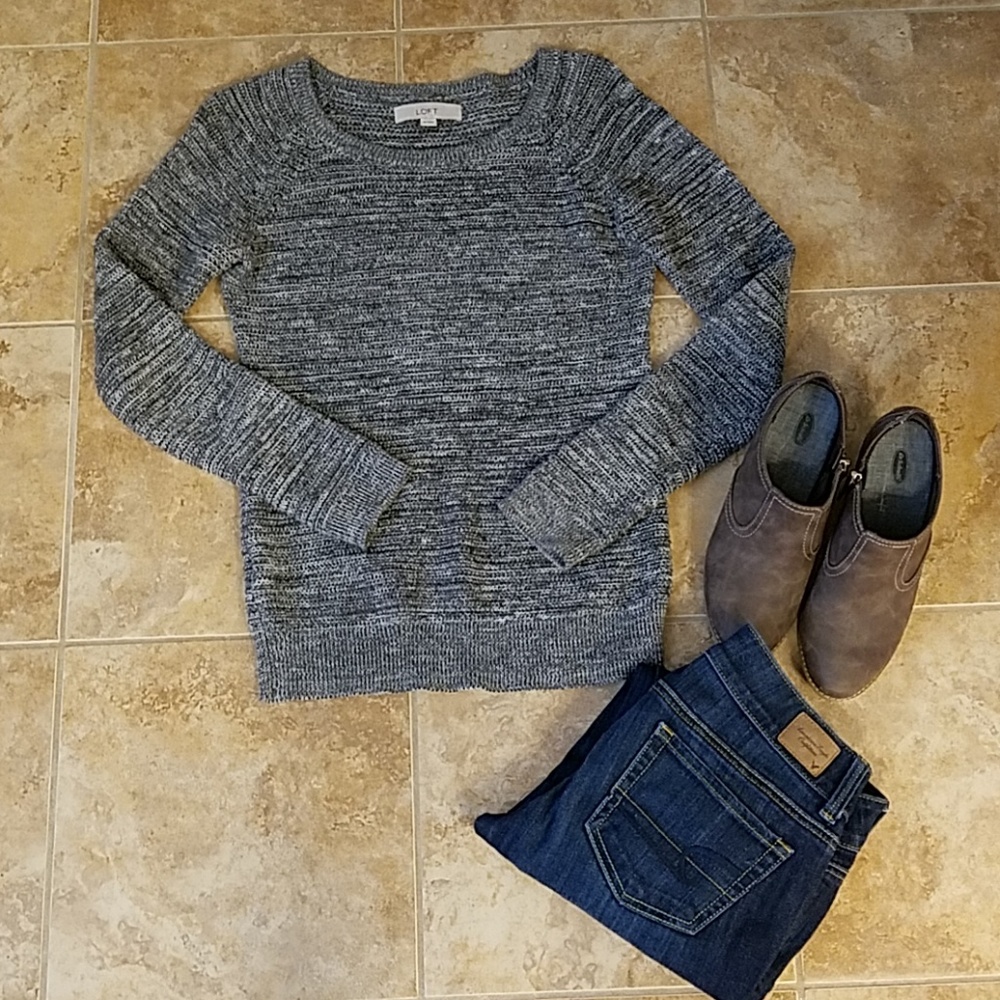 LOFT Loose knit gray sweater